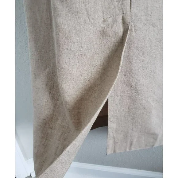 Talbots Woman Size 6 Vintage Linen Blend Maxi dress Floral embroidery Back Slit - Picture 4 of 9